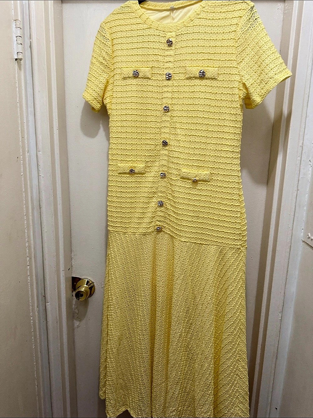 Yellow Short Sleeve Maxi Dress